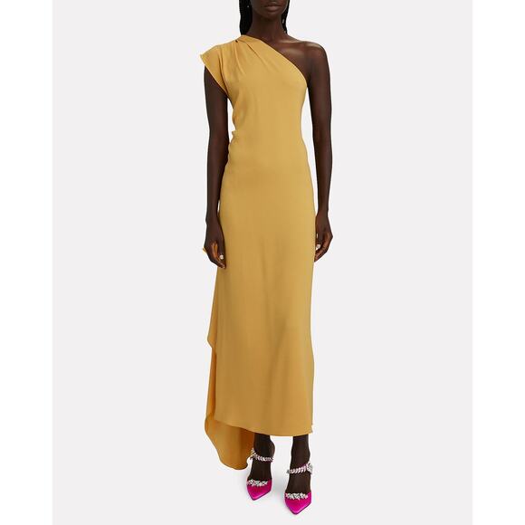 RACIL Flavia One Shoulder Draped Crepe Evening Dress Size 42 US 10 $748 - Picture 1 of 9